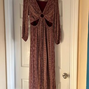 Savanna Jane Burgundy Long Sleeve Maxi Dress
